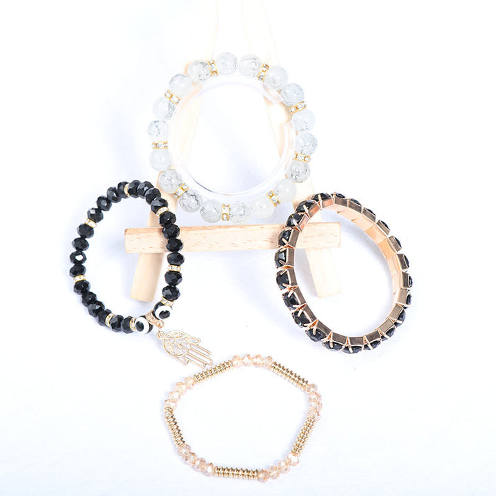Ensemble de bracelets à quatre rangs de perles Evil Eye Hamsa Olivenorma 