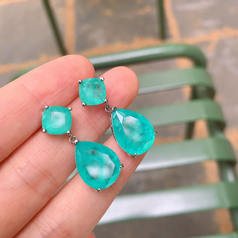 Boucles d'oreilles en forme de goutte d'eau avec tourmaline Paraiba
