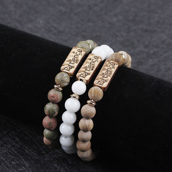 Bracelet gravé avec pierres précieuses naturelles Olivenorma Mom Patience 