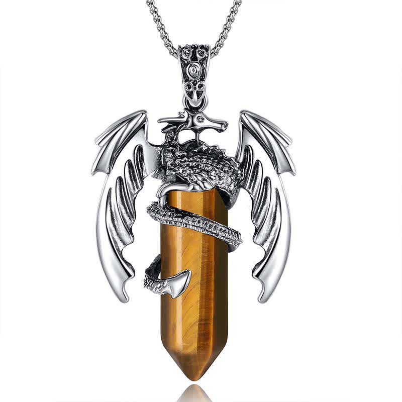 Collier Reiki en pierre de guérison en cristal de dragon vintage Olivenorma 
