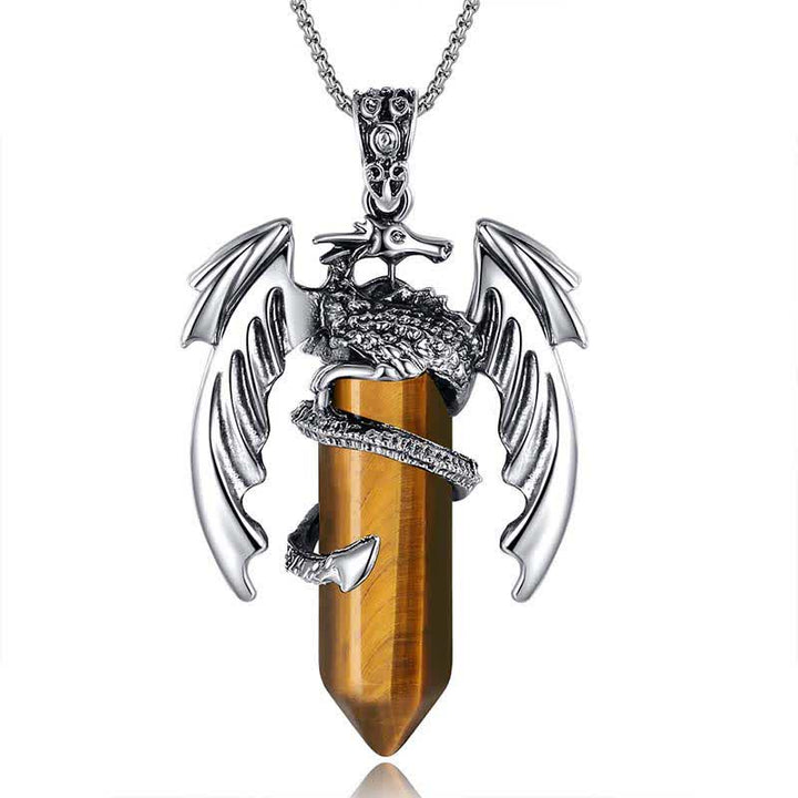 Collier Reiki en pierre de guérison en cristal de dragon vintage Olivenorma 