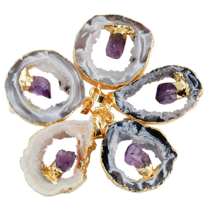 Collier en géode d'agate naturelle Olivenorma