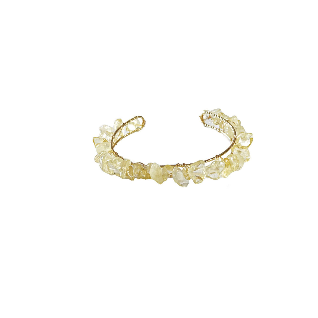 Bracelet enroulé en fil de fer avec perles de gravier en cristal naturel Olivenorma 