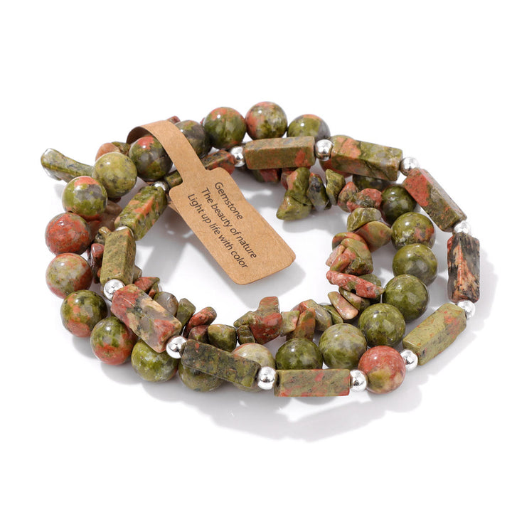 Ensemble de bracelets irréguliers à trois couches en pierre naturelle Olivenorma 