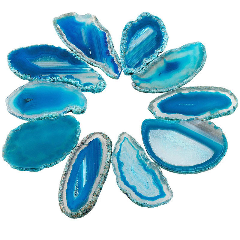 Décoration en pierres précieuses d'agate naturelle tranchée Olivenorma - Agate bleue - image 9
