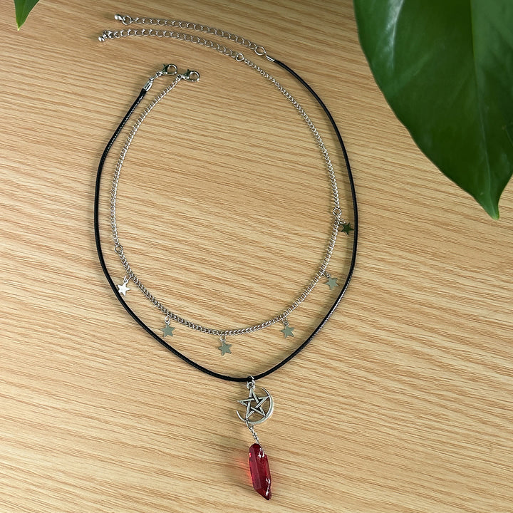 Ensemble de colliers avec pendentif en pierre naturelle Arbre de vie et mauvais œil Olivenorma 