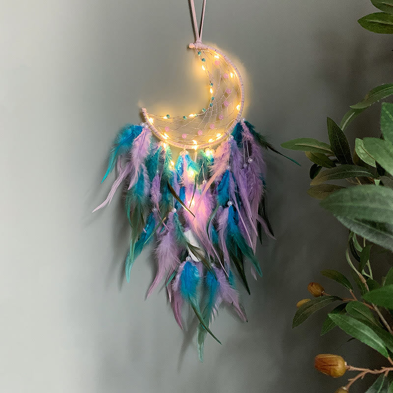 Attrape-rêves en jade violet turquoise fait main Olivenorma 