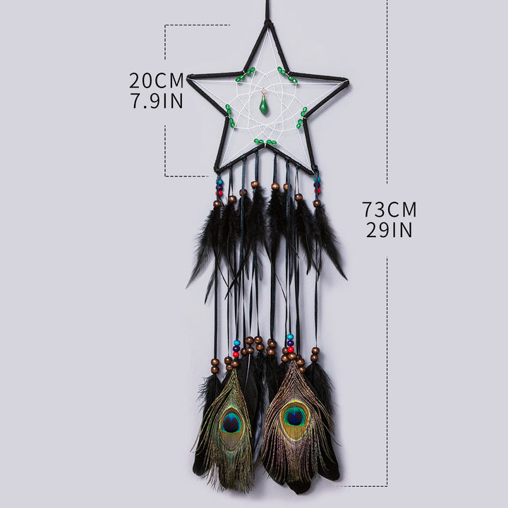 Attrape-rêves en plumes de paon en aventurine verte naturelle Olivenorma