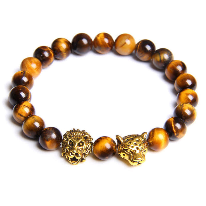 Bracelet de perles en œil de tigre et panthère de lion Olivenorma 
