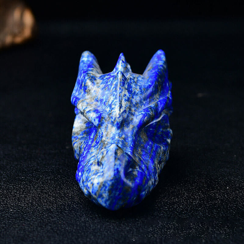 Décoration en pierre précieuse de crâne de dragon de 3,2 pouces Olivenorma