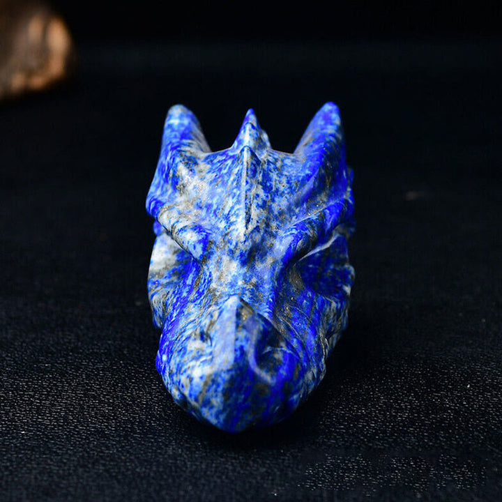 Décoration en pierre précieuse de crâne de dragon de 3,2 pouces Olivenorma