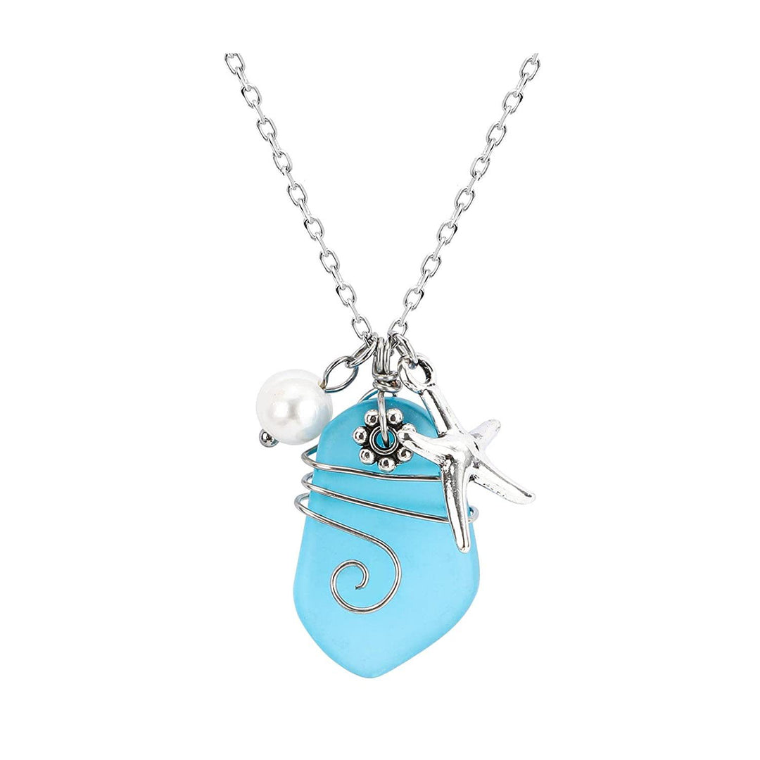 Collier étoile de mer en perles de verre de mer Olivenorma 