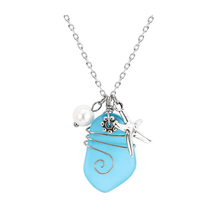 Collier étoile de mer en perles de verre de mer Olivenorma 