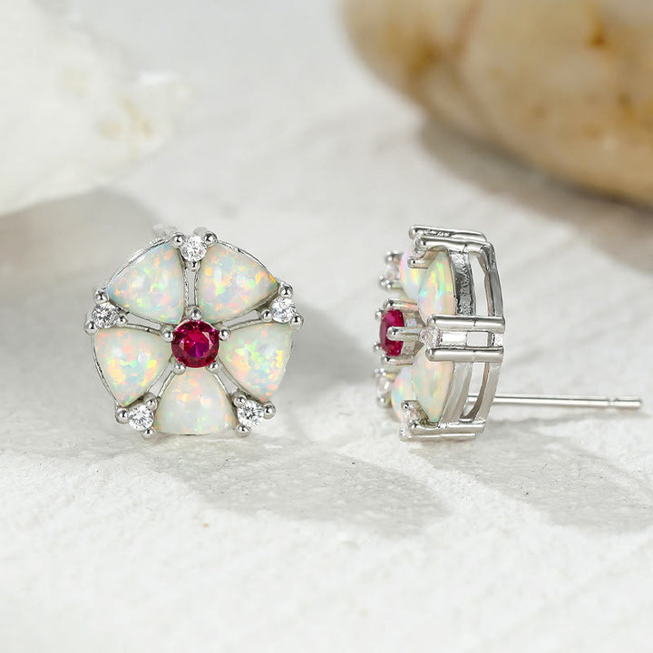 Boucles d'oreilles en forme de fleur d'opale Olivenorma - image 10