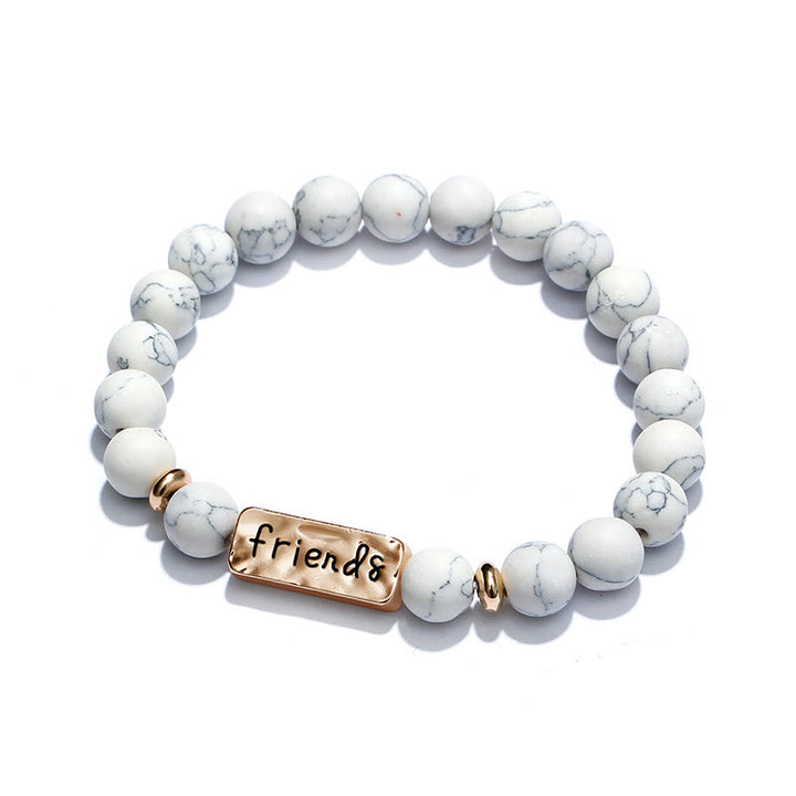Ensemble de 3 bracelets gravés Olivenorma Natural Gemstone Best Friend Forever 