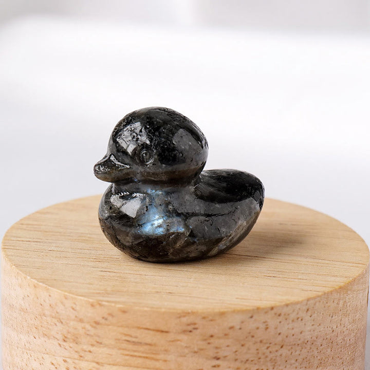 Décoration en pierre précieuse sculptée en forme de canard en cristal de quartz Olivenorma de 1,2 pouce