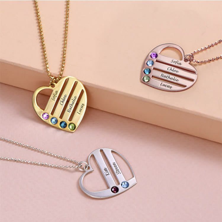 Collier avec pendentif en forme de cœur et pierre de naissance en diamant découpé Olivenorma