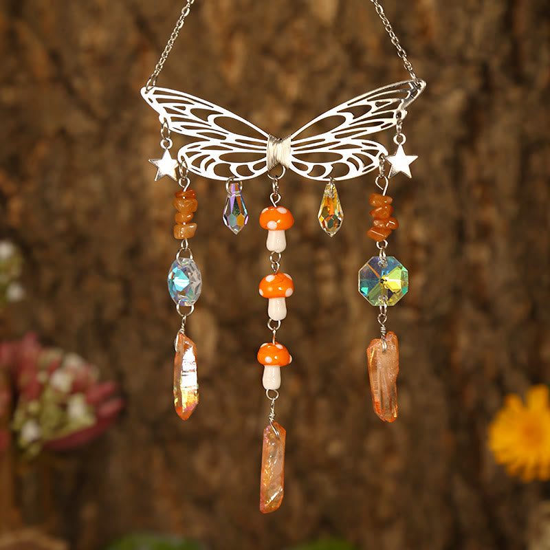 Carillon éolien attrape-soleil en forme d'ailes de papillon en cristal Olivenorma 