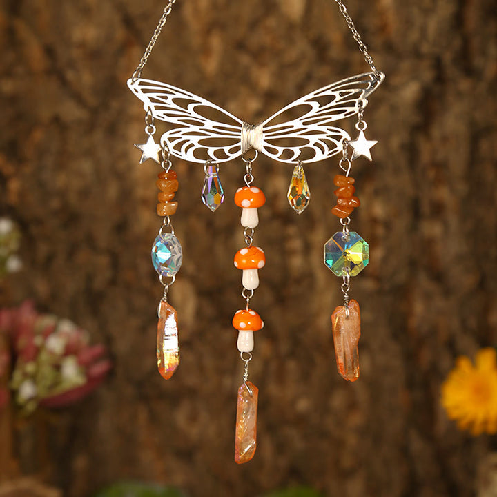 Carillon éolien attrape-soleil en forme d'ailes de papillon en cristal Olivenorma 