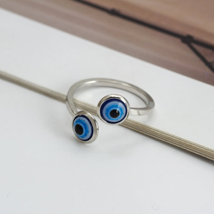 Bague Olivenorma en plaqué or avec zircon blanc et mauvais œil pour femme