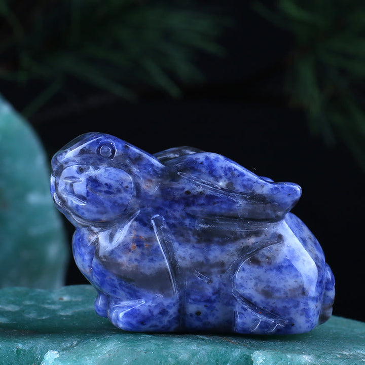 Décoration en pierre précieuse sculptée en forme de lapin avec 12 signes du zodiaque en cristal Olivenorma 