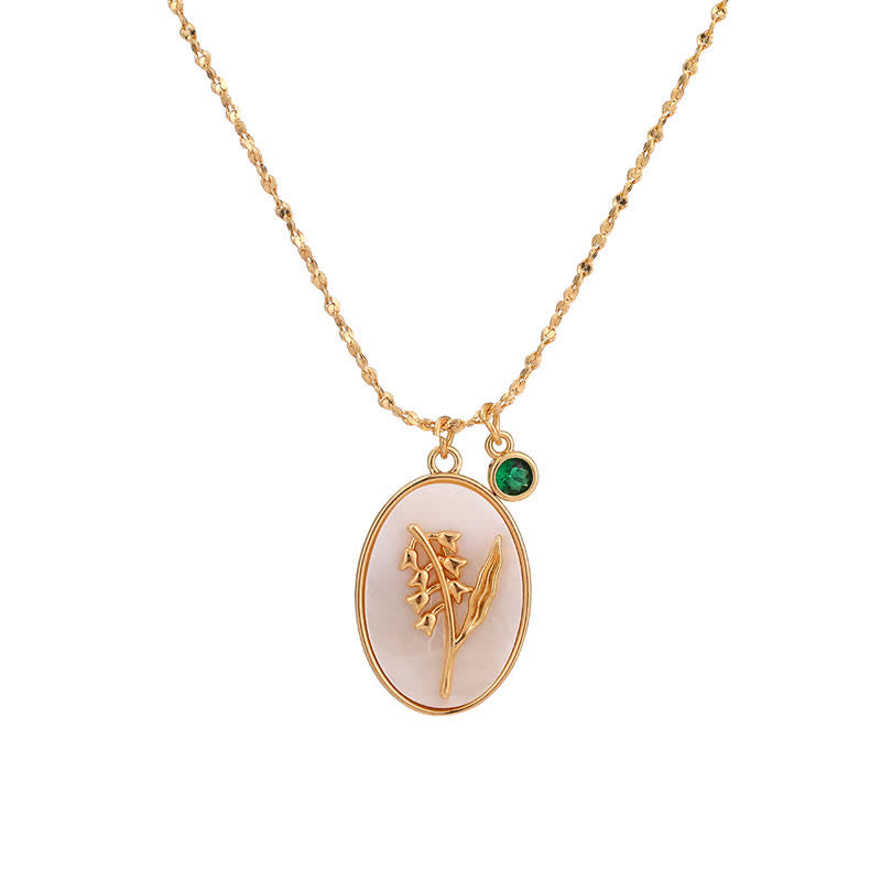 Collier avec pierre de naissance et fleur de naissance Olivenorma - Mai - Lys - image 5