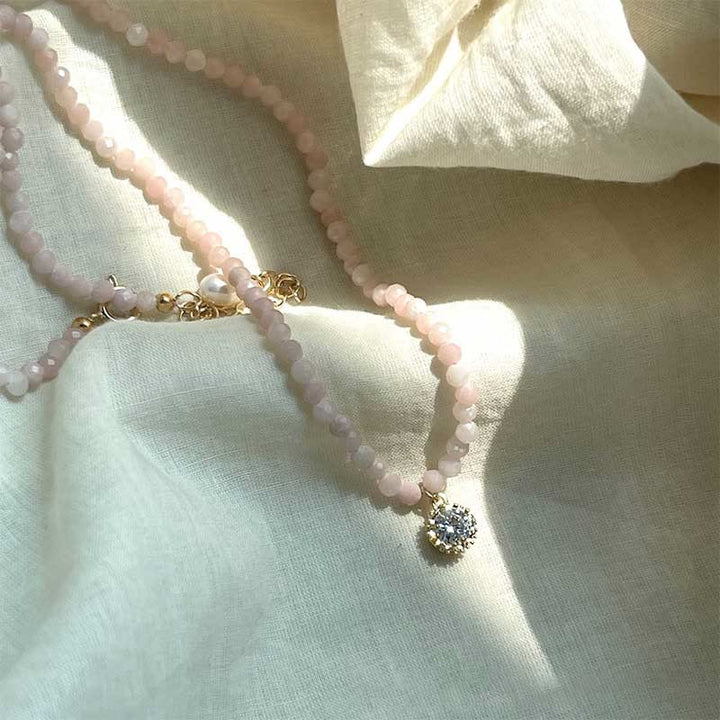 Collier avec pendentif en métal et cristal naturel Olivenorma