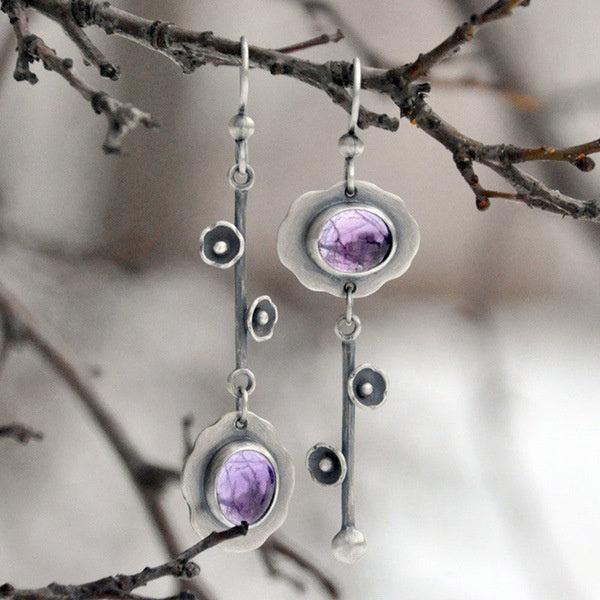 Boucles d'oreilles rétro en cristal purifiant