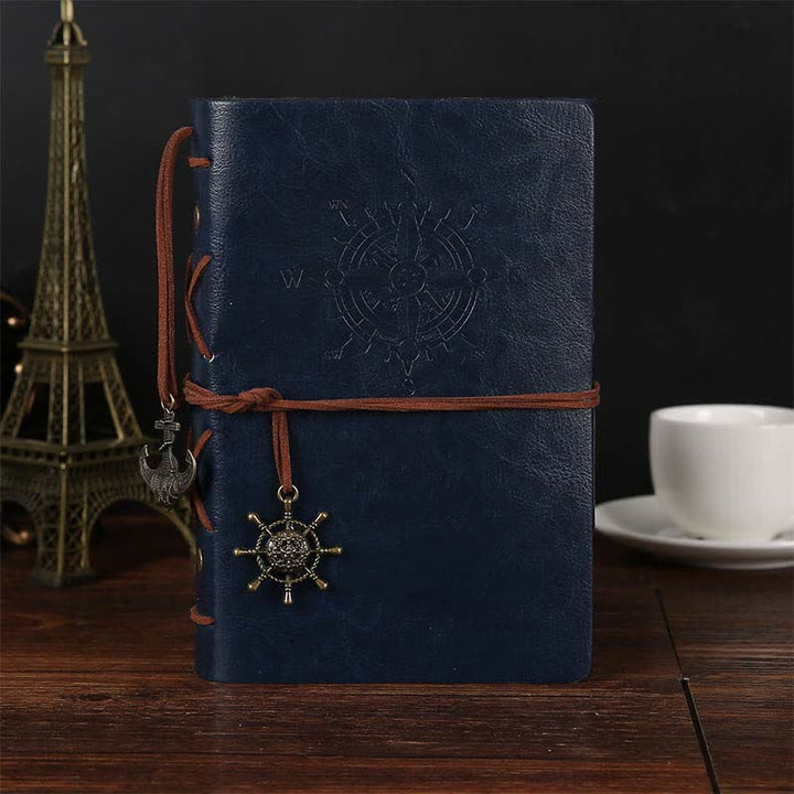 Journal avec couverture en cuir vintage Olivenorma - Bleu foncé - image 12