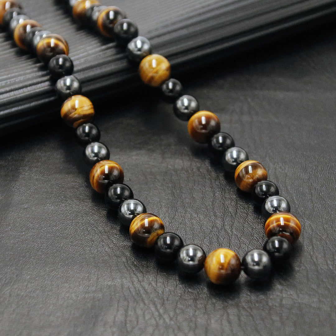 Collier de perles en hématite et obsidienne en cristal de guérison Olivenorma