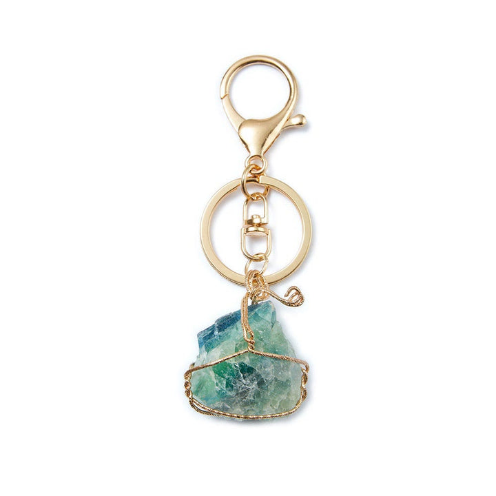 Porte-clés pendentif en pierre précieuse en cristal brut Olivenorma