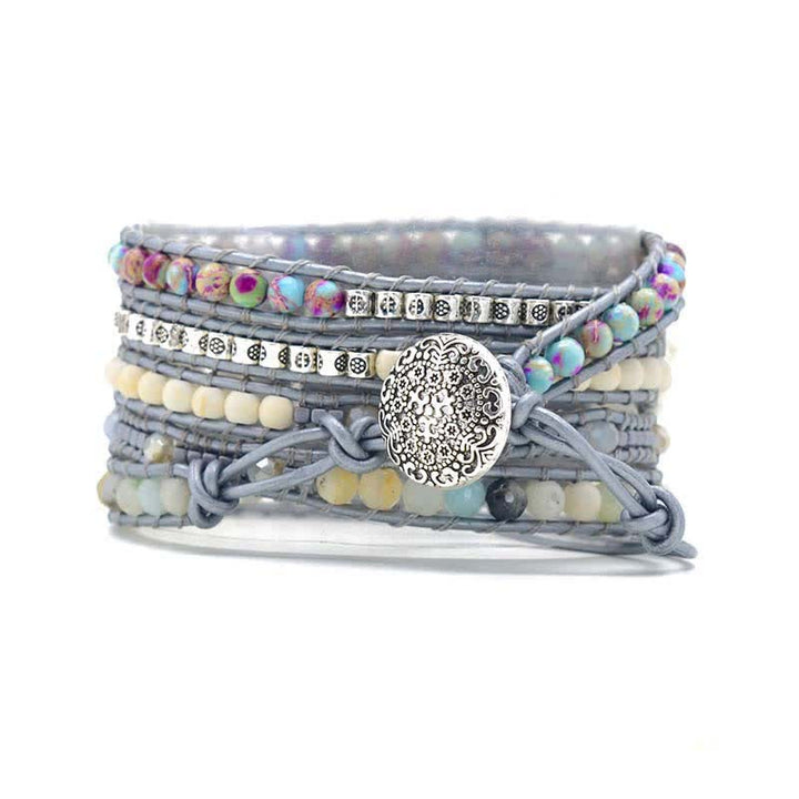Bracelet enveloppant pour Apple Watch en jaspe naturel et amazonite Olivenorma