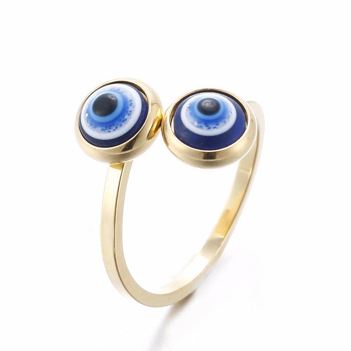Bague Olivenorma en plaqué or avec zircon blanc et mauvais œil pour femme