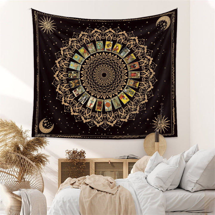 Tapisserie murale vintage Tarot Soleil et Lune Olivenorma
