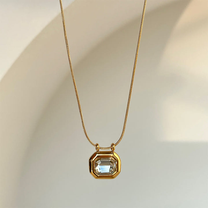 Collier coulissant en acier inoxydable avec cristaux blancs Olivenorma