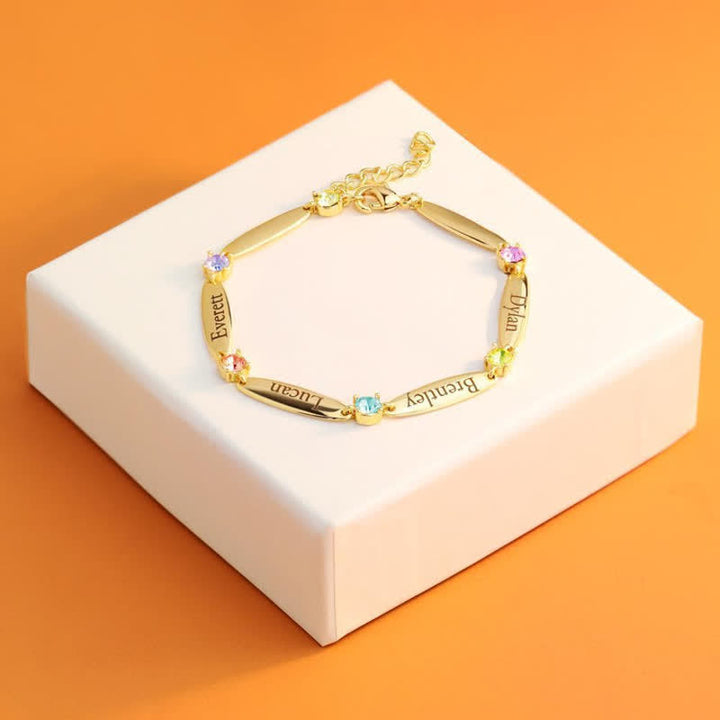 Bracelet avec noms de famille et pierres de naissance Olivenorma
