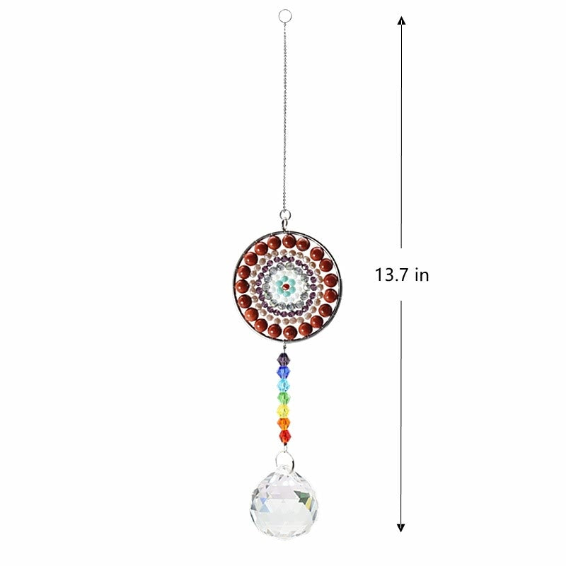 Carillon éolien chakra fait main avec attrape-soleil en cristal Olivenorma
