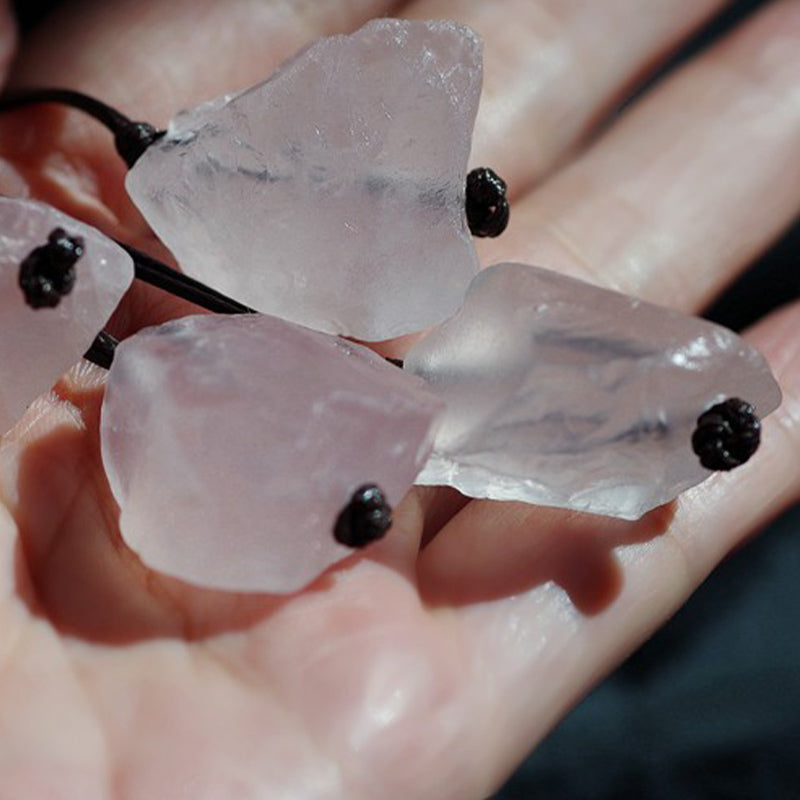 Collier en pierre précieuse de quartz rose naturel