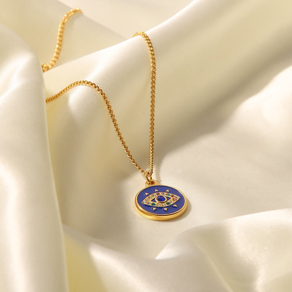 Collier pendentif mauvais œil en zircon blanc Olivenorma 