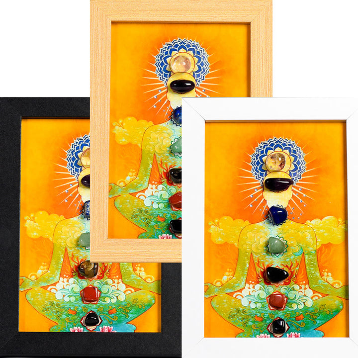 Cadre photo décoratif en pierre de chakra pour posture de méditation yoga Olivenorma