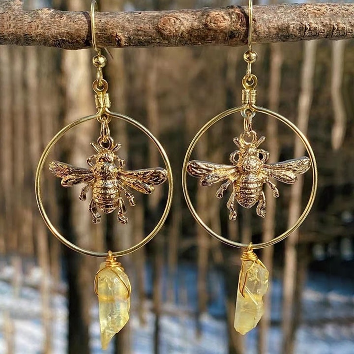 Boucles d'oreilles en cristal naturel avec champignons lune et étoile Olivenorma