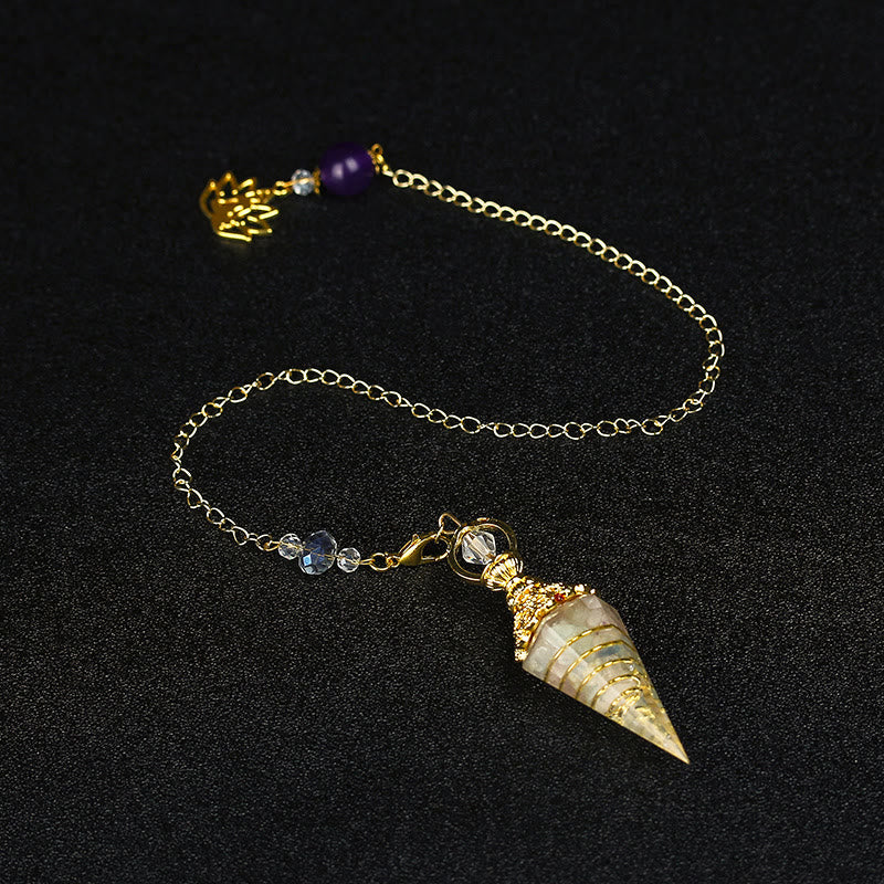 Pendule pyramidale hexagonale en cristal résineline naturelle Olivenorma