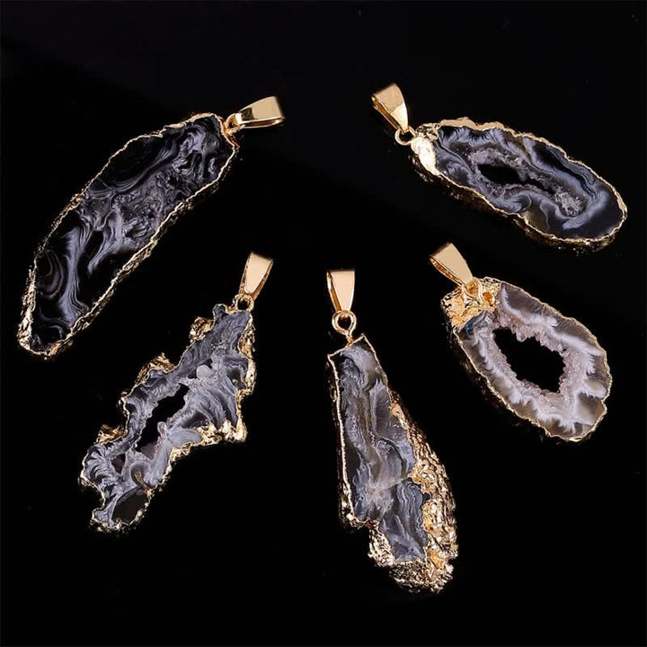 Collier en géode d'agate naturelle Olivenorma