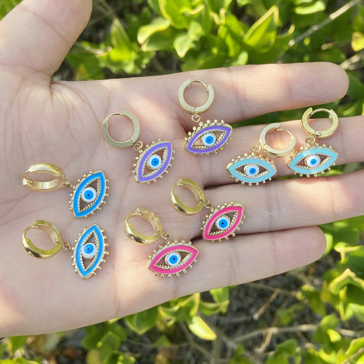 Boucles d'oreilles en époxy couleur contre le mauvais œil Olivenorma