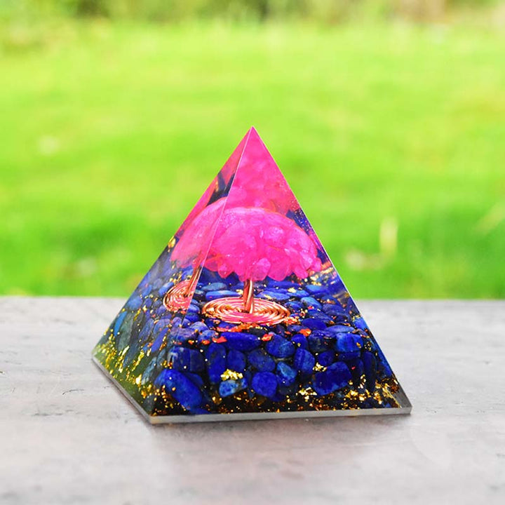 Pyramide d'orgone en cristal rose Lapis Lazuli Olivenorma