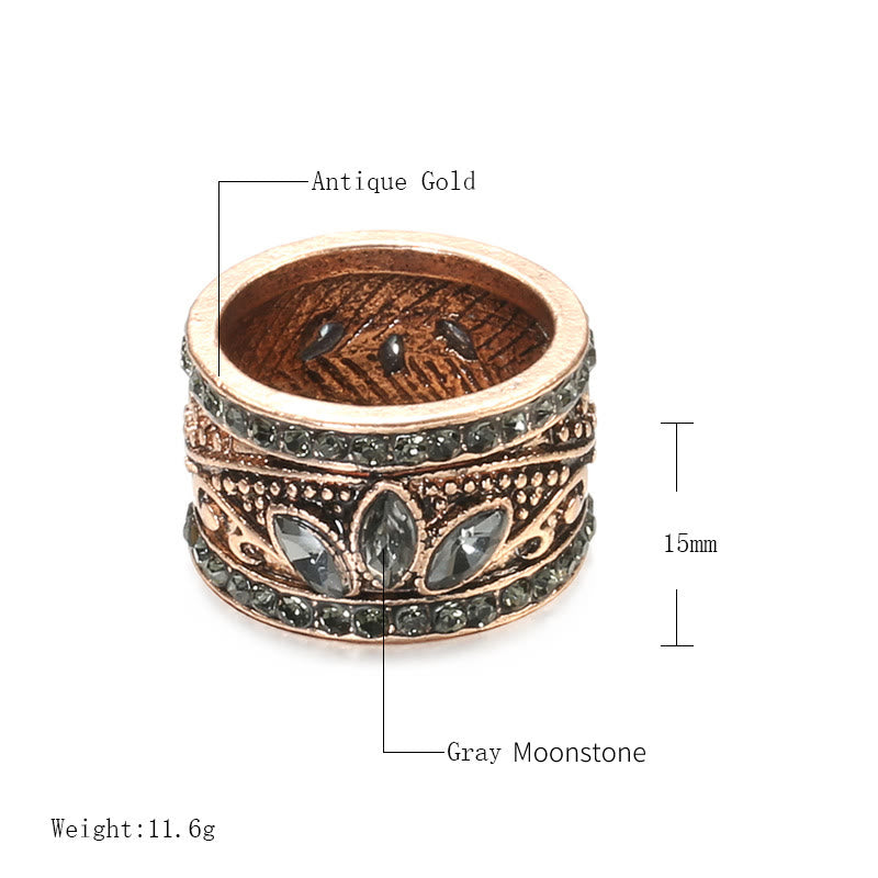 Bague Olivenorma en bronze doré et pierre de lune grise de Bohème
