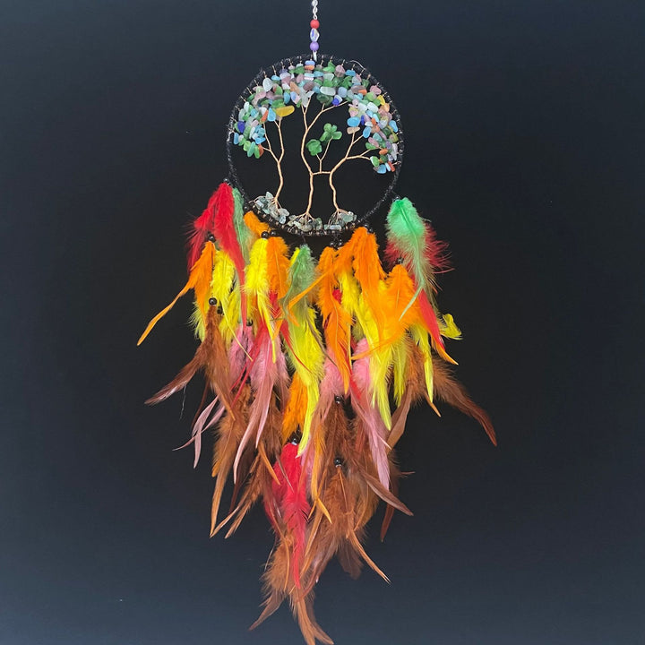 Attrape-rêves en cristal Olivenorma Arbre de vie avec plumes roses - Pierre naturelle colorée - image 34