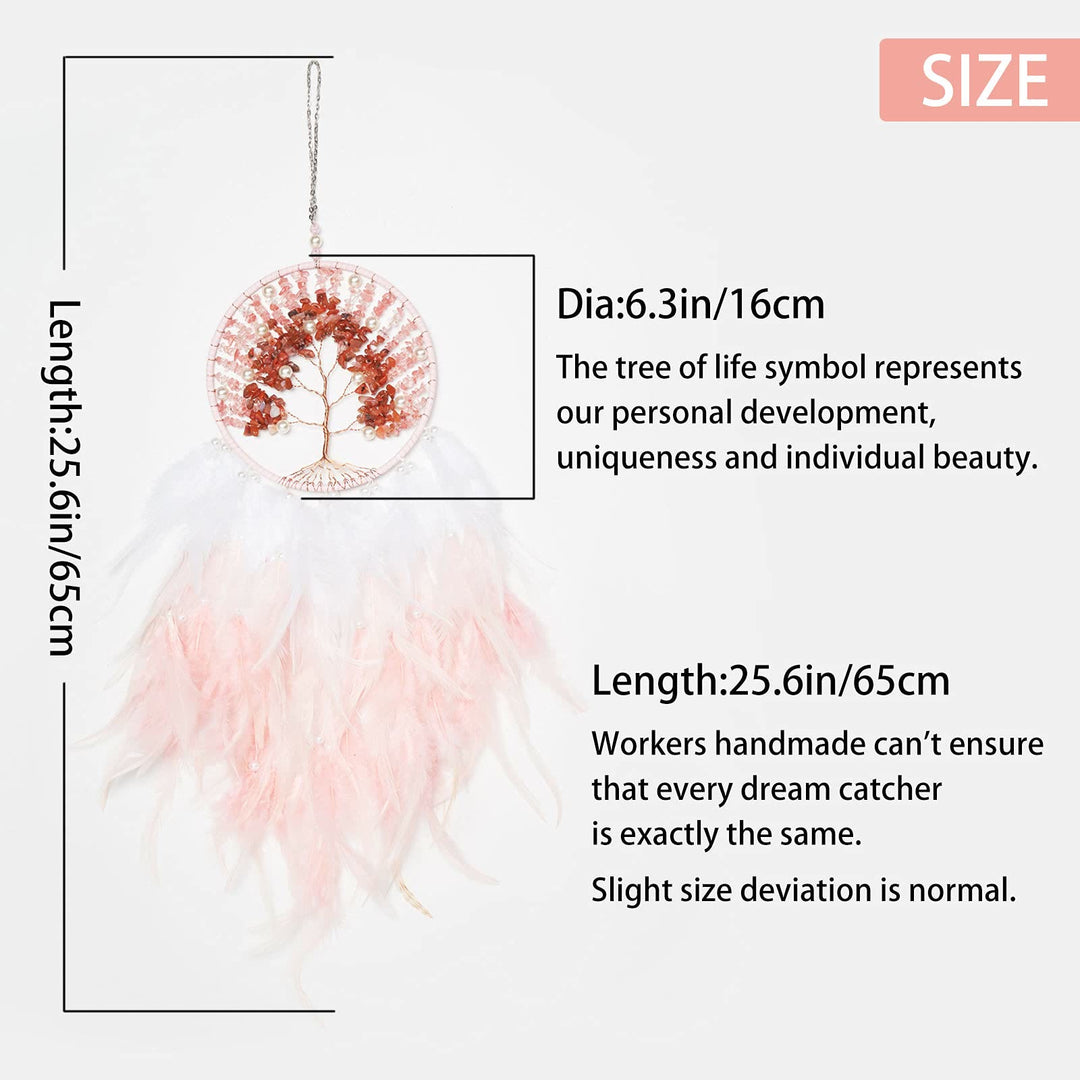 Attrape-rêves en cristal Olivenorma Arbre de vie avec plumes roses - image 5