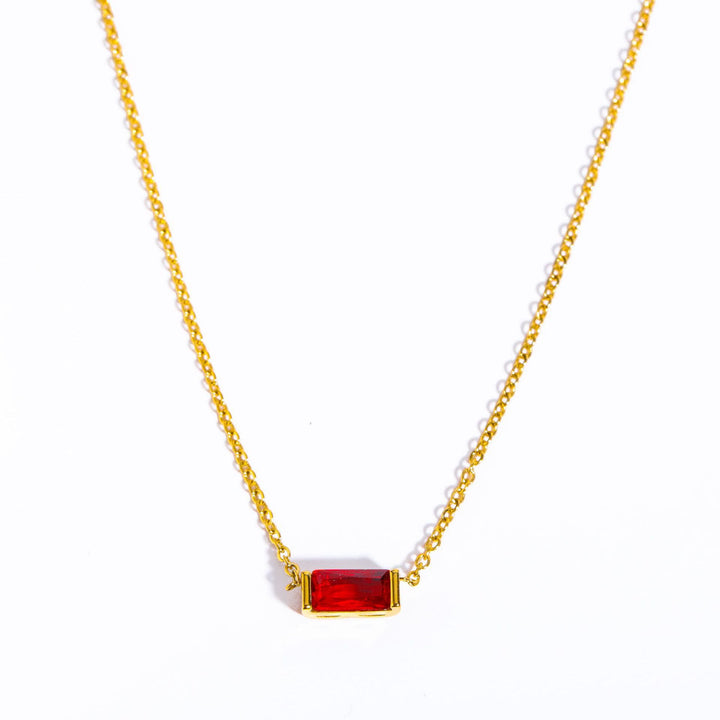 Collier pendentif rectangulaire simple en acier inoxydable avec pierre de naissance Olivenorma 
