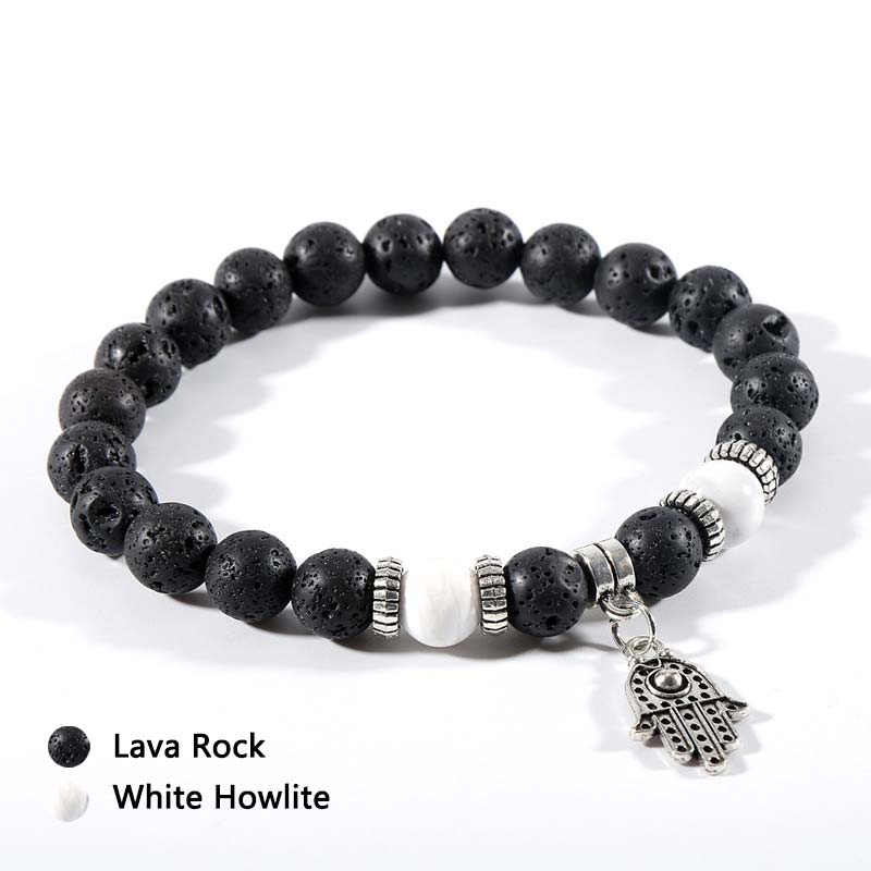 Bracelet en pierre de lave et œil de tigre malachite